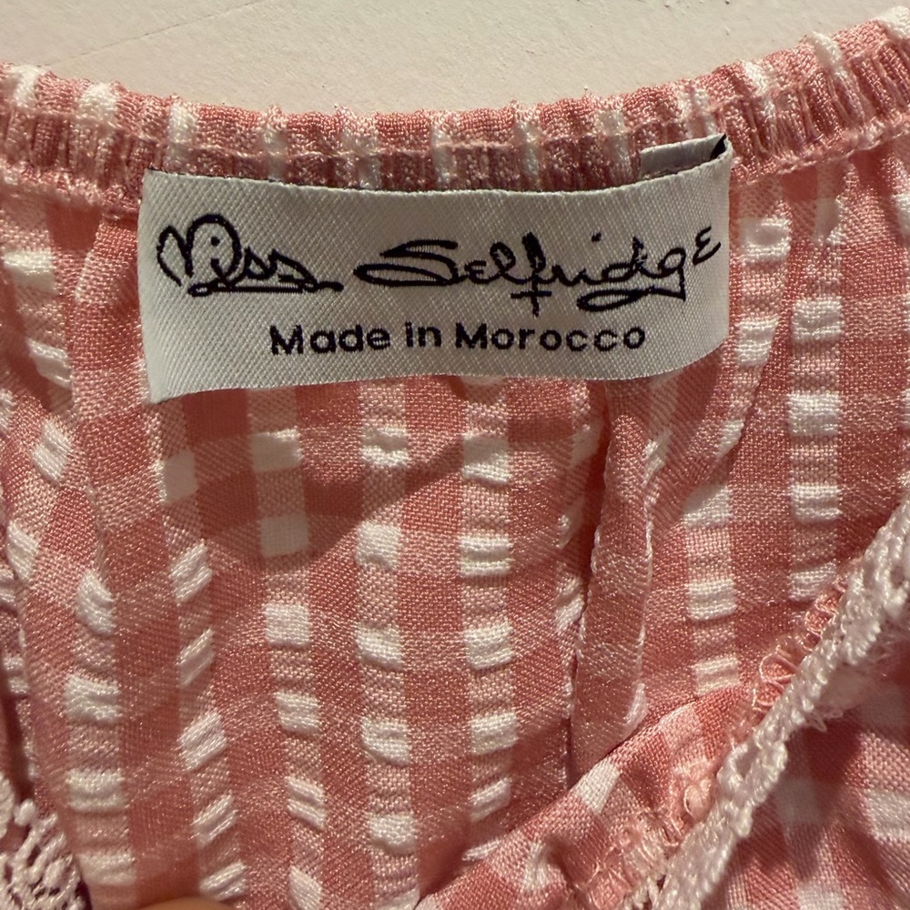 Miss Selfridge Pink Gingham Puff Sleeve Mini Dress - Picture 6 of 9